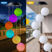 (Ball) Solar Wind Chime Light Angel Chandelier Color Changing Light Outdoor Garden Decoration