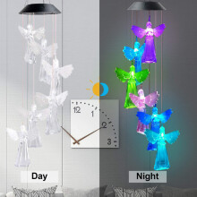 (Angel) Solar Wind Chime Light Angel Chandelier Color Changing Light Outdoor Garden Decoration
