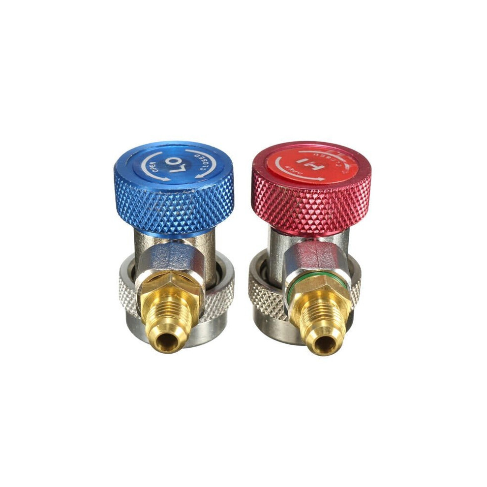 (Red) AC Air Condition Adjustable Quick Connector Adapter High/Low Pressure