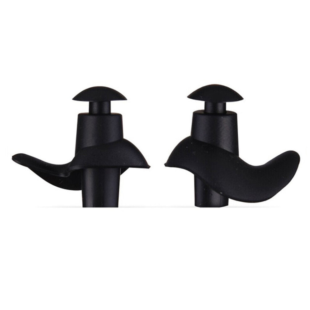 (Black) 1 Pair Swimming Earplugs Waterproof Reusable Silicone Ear Plugs Showering Bathing Surfing Snorkeling for Adults