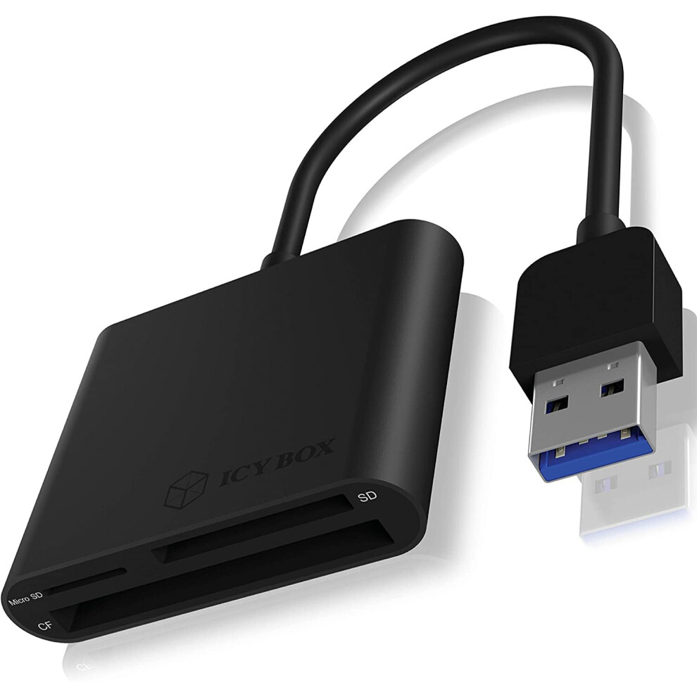 Icy Box U3 Usb 3.0 Type-A Card Reader For Cf, Sd And Microsd Memory Cards Black 4250078166740