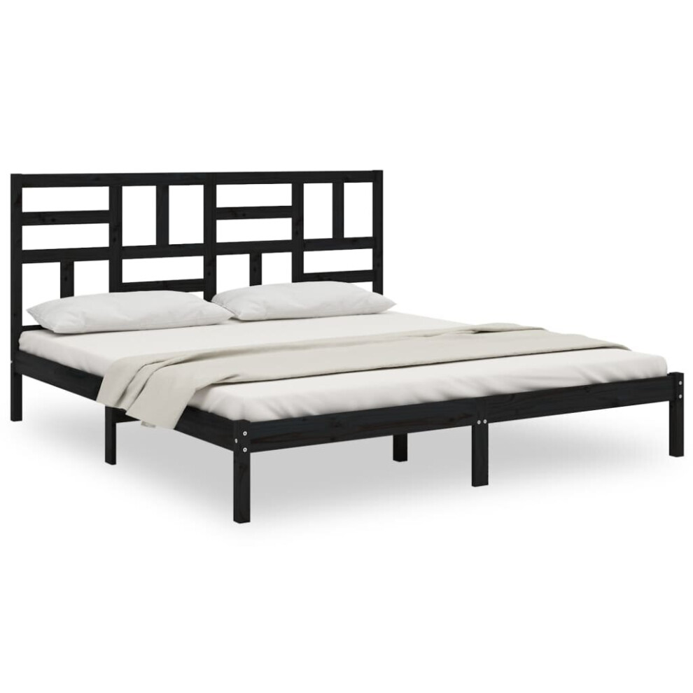 (black, 200 x 200 cm) vidaXL Solid Wood Bed Frame Home Wooden Bedstead Bed Base Multi Colours/Sizes