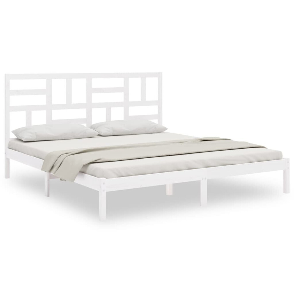 Vidaxl (White, 200 X 200 Cm) Solid Wood Bed Frame Home Wooden Bedstead Bed Base Multi Colours/Sizes