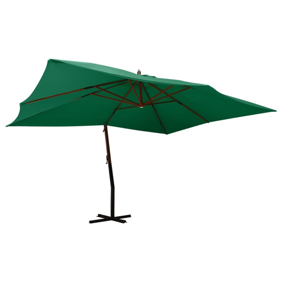 (green) vidaXL Cantilever Umbrella with Wooden Pole Parasol Sunshade Shelter Canopy