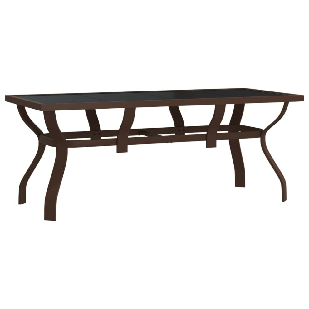 (brown and black, 180 x 80 x 70 cm) vidaXL Garden Table Steel and Glass Multi Colours 140x70x70 cm/180x80x70 cm