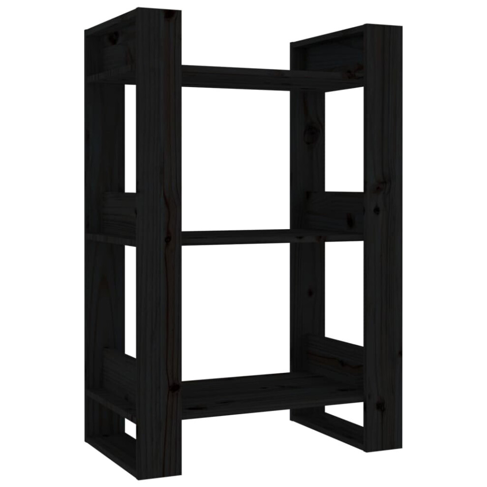 (black) vidaXL Solid Wood Pine Book Cabinet/Room Divider Storage Rack Multi Colours