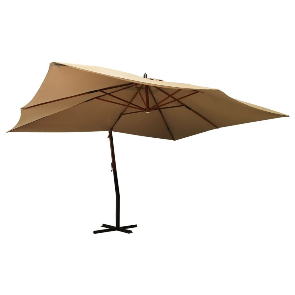 (taupe) vidaXL Cantilever Umbrella with Wooden Pole Parasol Sunshade Shelter Canopy