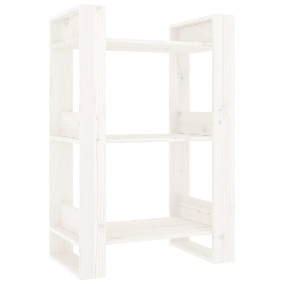 (white) vidaXL Solid Wood Pine Book Cabinet/Room Divider Storage Rack Multi Colours