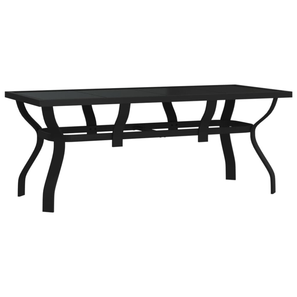 Vidaxl (Black, 180 X 80 X 70 Cm) Garden Table Steel And Glass Multi Colours 140X70x70 Cm/180X80x70 Cm