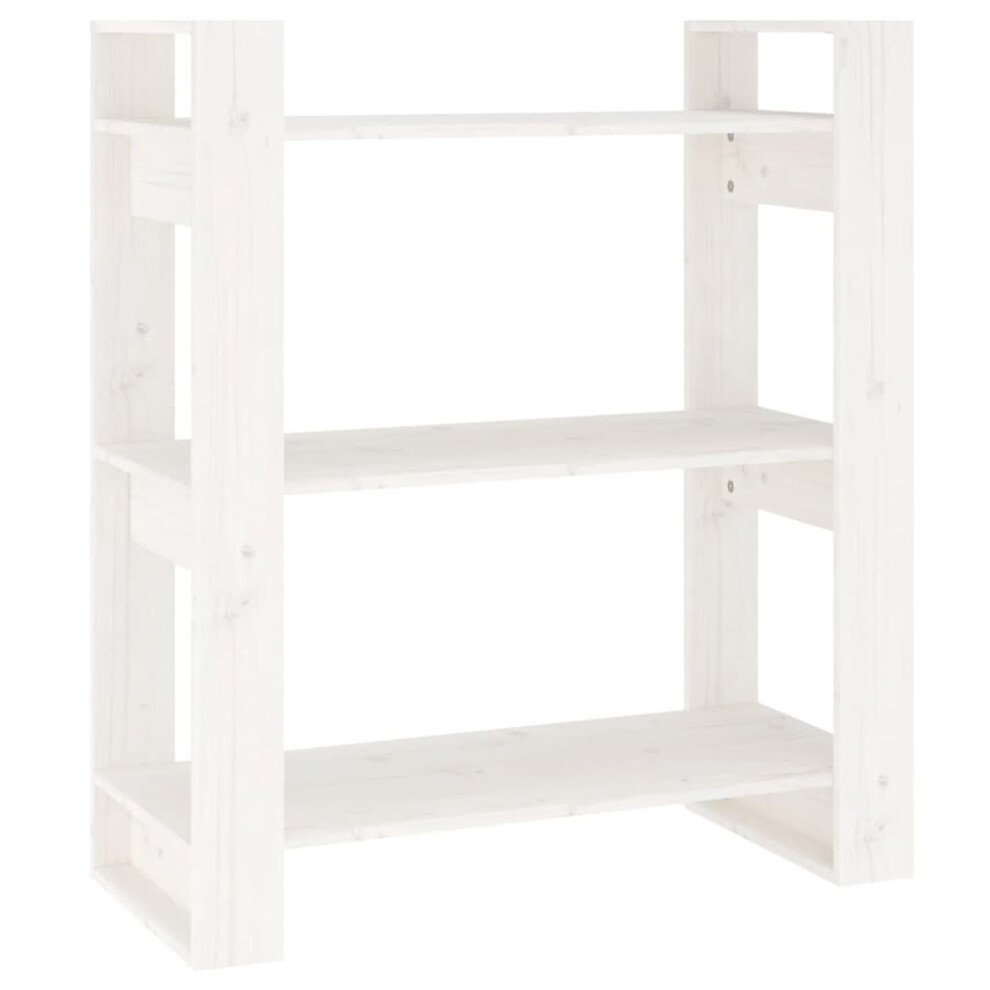Vidaxl (White) Solid Wood Pine Book Cabinet/Room Divider Storage Rack Multi Colours White