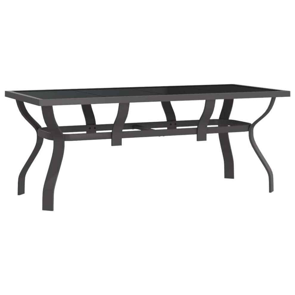 (grey and black, 180 x 80 x 70 cm) vidaXL Garden Table Steel and Glass Multi Colours 140x70x70 cm/180x80x70 cm