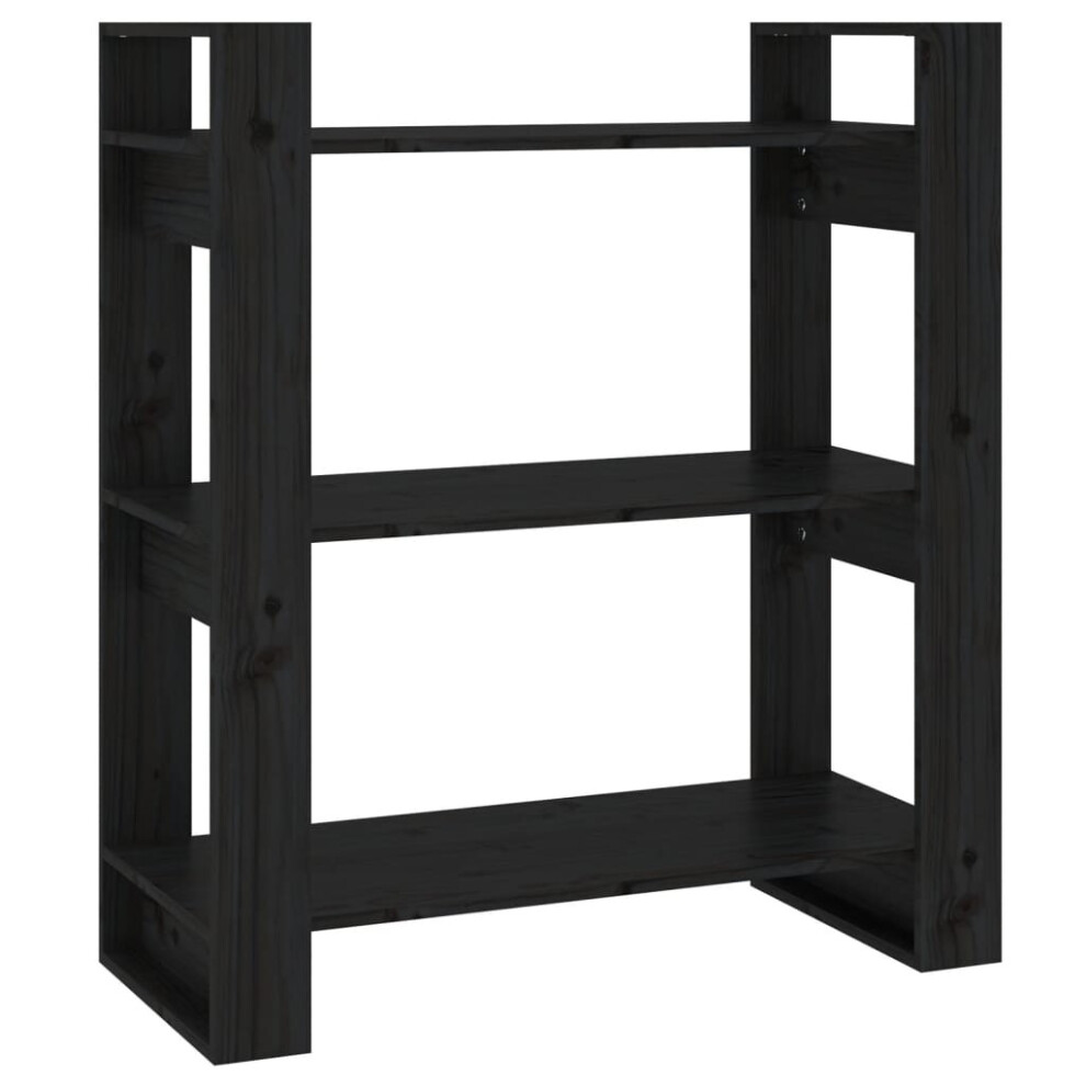 (black) vidaXL Solid Wood Pine Book Cabinet/Room Divider Storage Rack Multi Colours