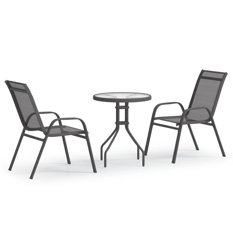 (grey) vidaXL Garden Bistro Set 3 Piece Patio Armchair Table and Chair Multi Colours