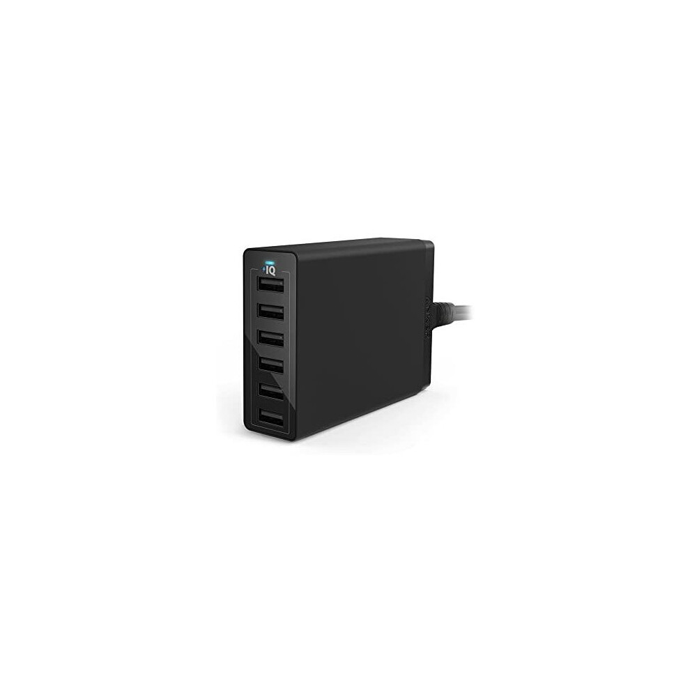 Anker PowerPort 60 W 6-Port Family-Sized Desktop USB Charger with PowerIQ Technology for Smartphones - Black