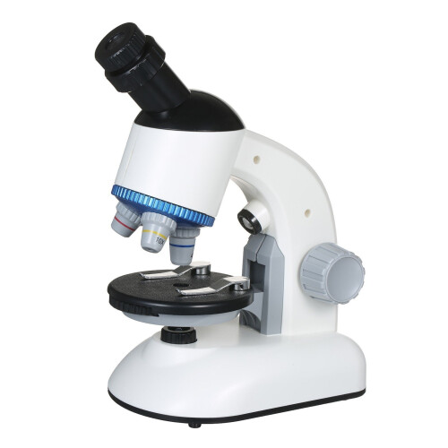 (White) Kids Microscope Objects and Specimen Observation Magnification with Battery LED Light