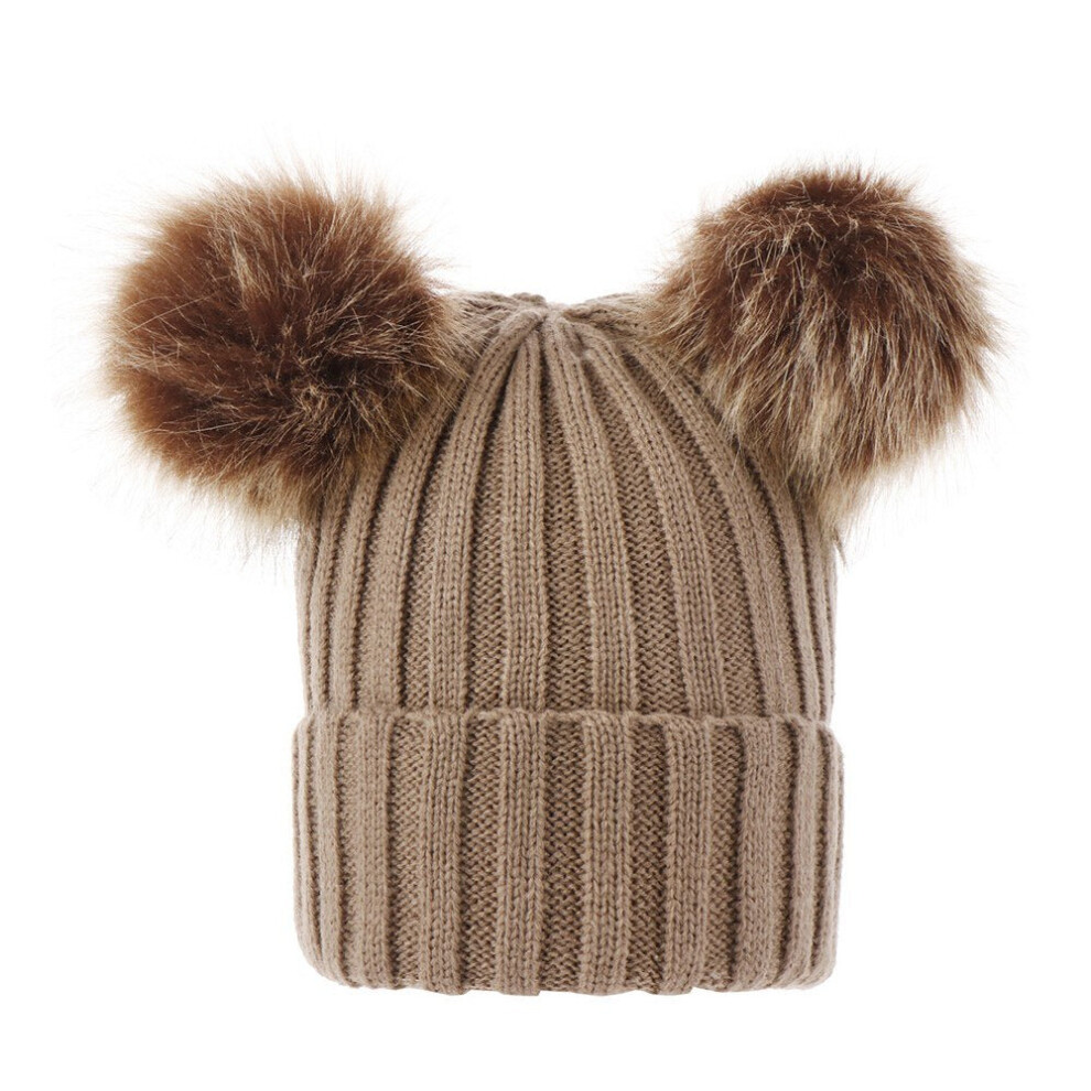 (Brown, For Kid) Winter Warm Women and Kids Knitted Crochet Wool Hat