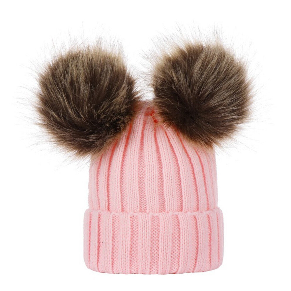 (Pink, For Kid) Winter Warm Women and Kids Knitted Crochet Wool Hat