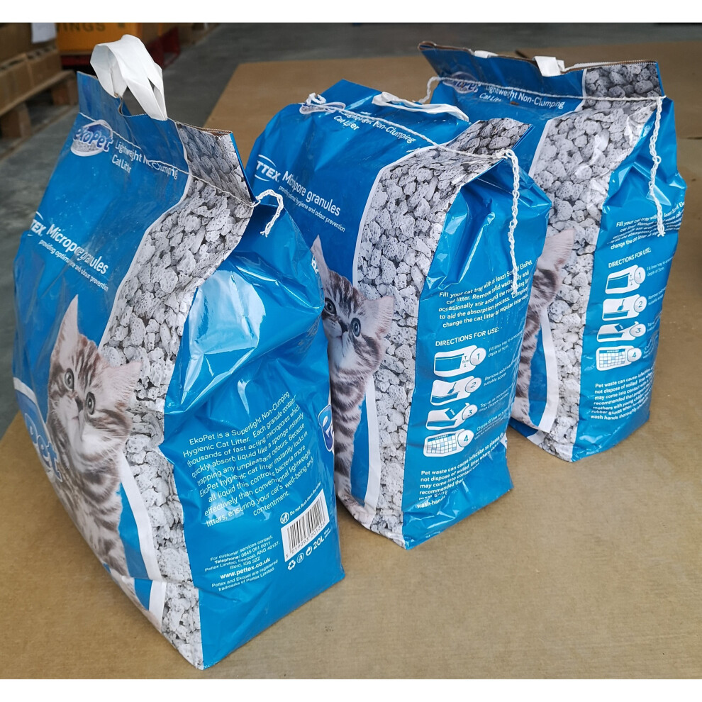 Ekopet Cat Litter 20 Litre, 3 Pack