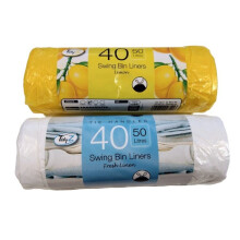 80x 50L Scented Swing Bin Liners - Lemon & Fresh Linen, Tie-Handle, Stronger Bags, 2 Rolls of 40