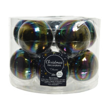 Iridescent Glass Christmas Tree Baubles Pack of 10 6cm Black Iris