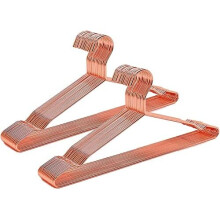 Amber Home 43cm Shiny Copper Metal Coat Hanger 20pcs, Space Saving Rose Gold Metal Clothes Hangers with Notches, Heavy Duty Strong Metal Wire Han