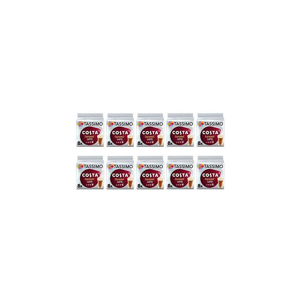 Tassimo Costa Caramel Latte Coffee Pods - 10 Packs (80 Drinks)