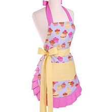 LroHan Women's Floral Apron with Pockets Vintage Ladies Adjustable Chefs Aprons for Kitchen Cooking Baking and Gardening