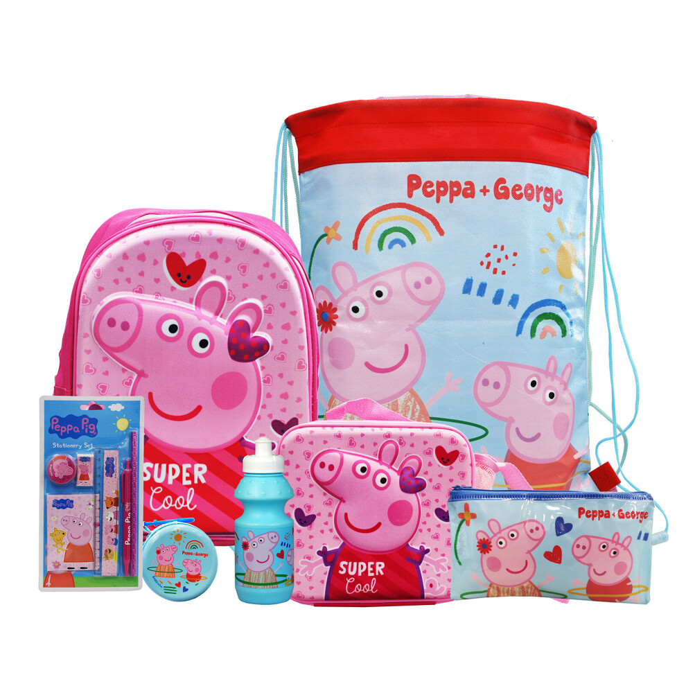 (Peppa Pig) simpa 7PC Back to School Bundle with 3D backpack