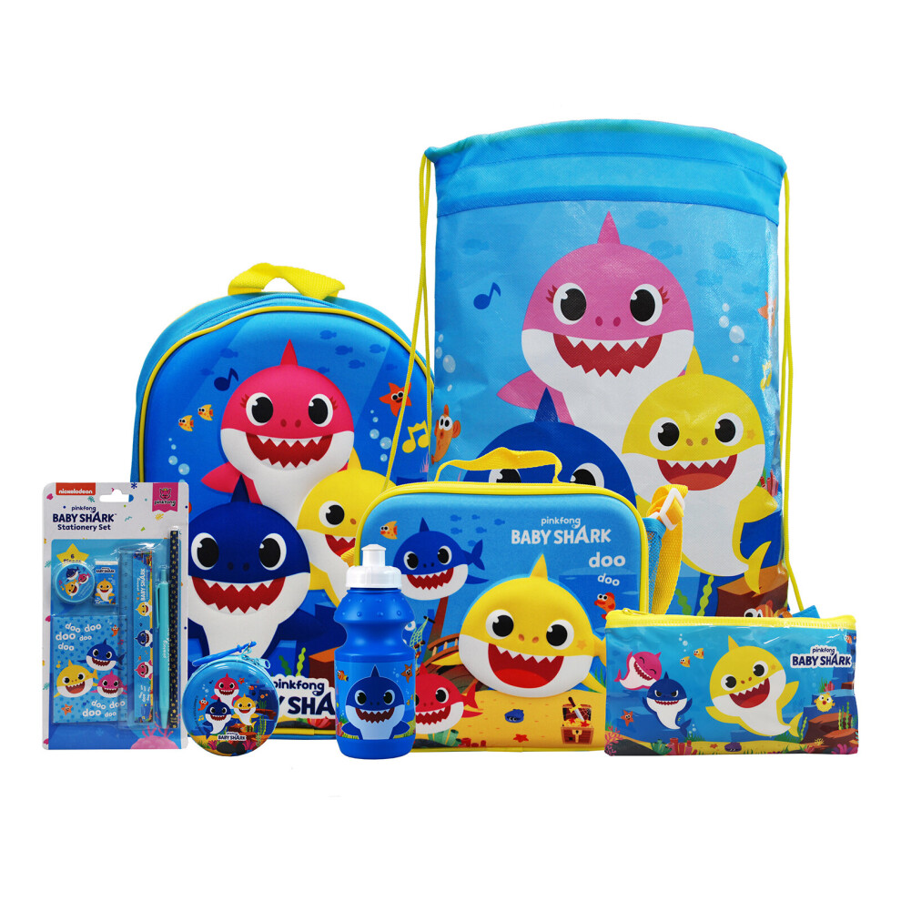 (Baby Shark) simpa 7PC Back to School Bundle with 3D backpack