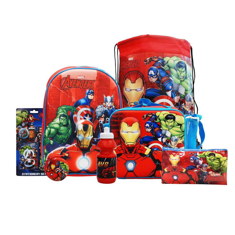 (Iron Man) simpa 7PC Back to School Bundle with 3D backpack