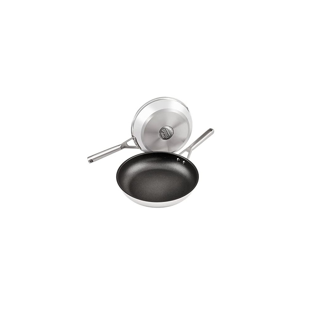 Ninja Foodi ZEROSTICK Stainless Steel 2-Piece Frying Pan Set, 24cm/28cm [C62200UK] Non-Stick, Induction Compatible