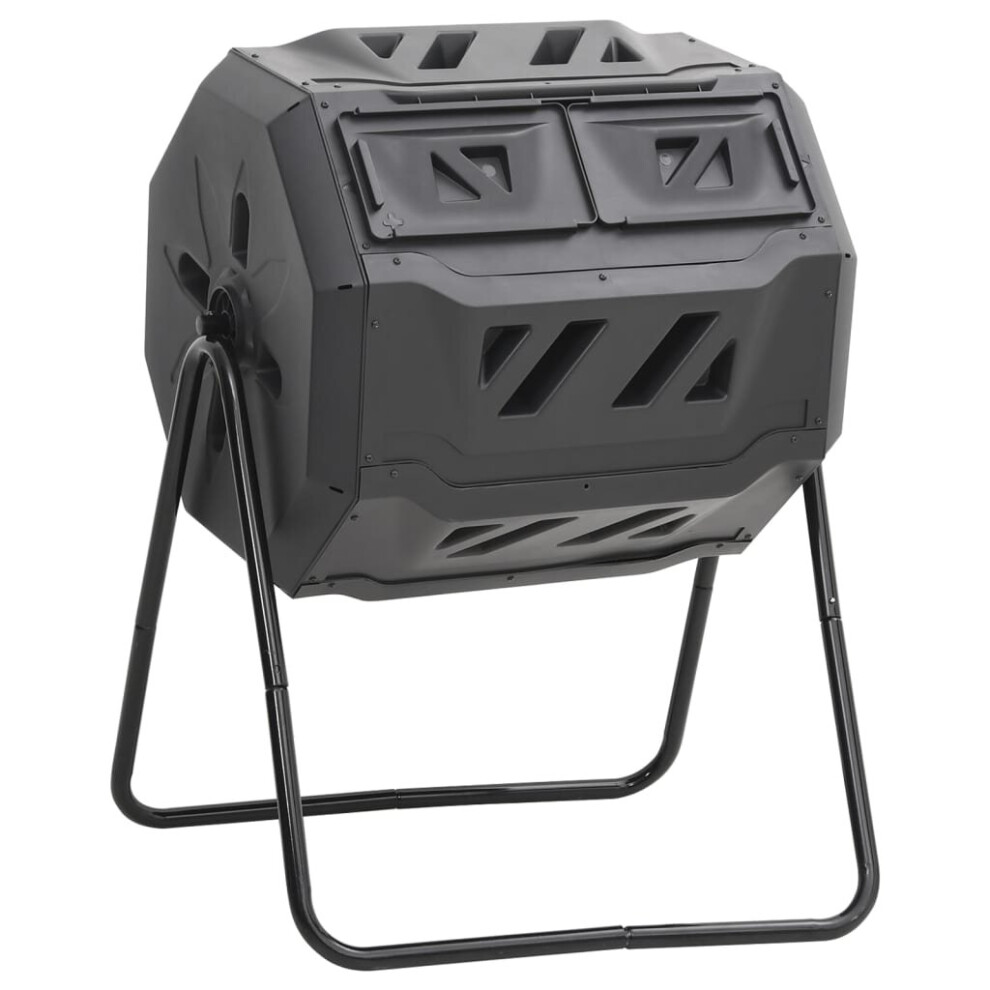 vidaXL Garden Compost Bin Black 160 L Trash Can Fertiliser Container Waste Box