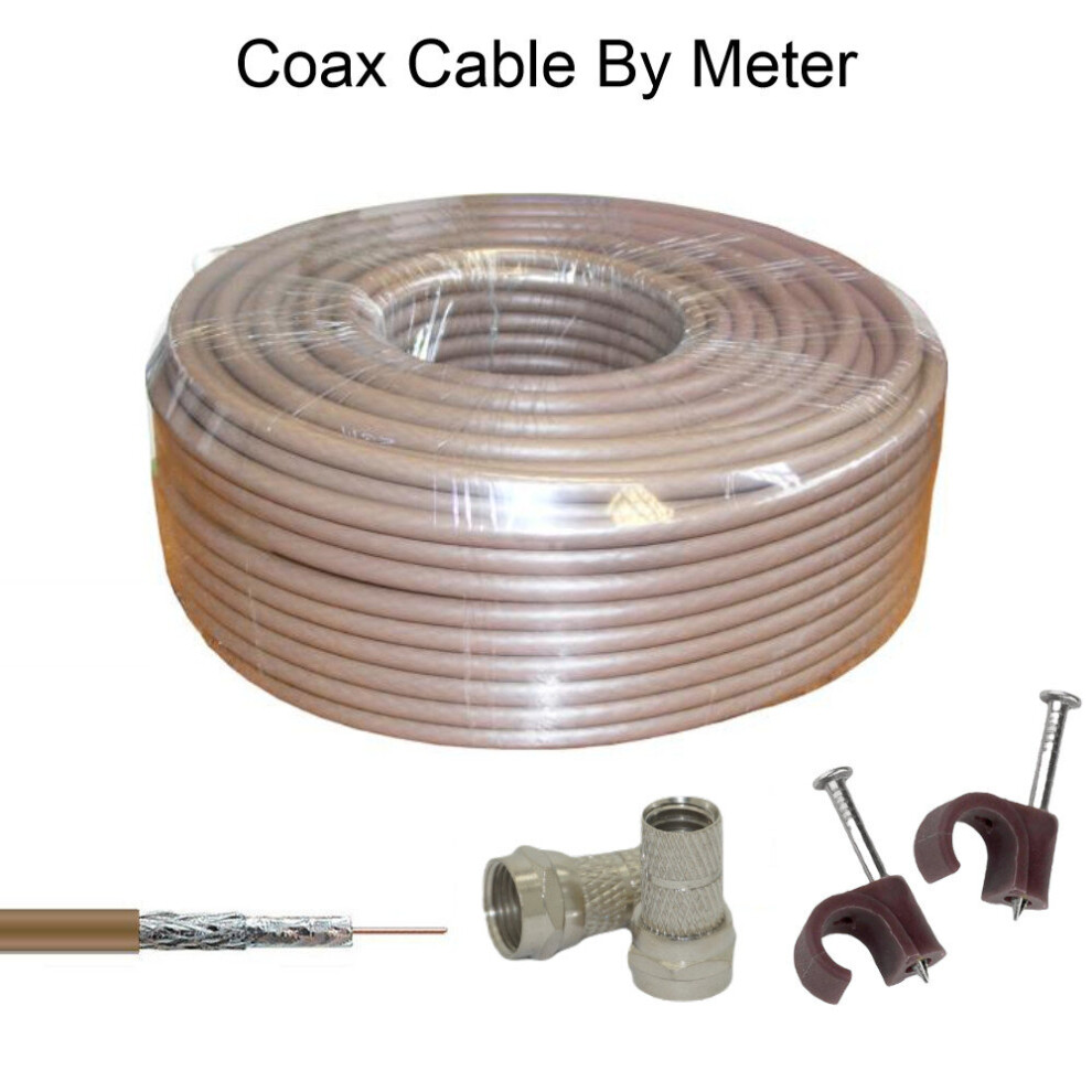 (Brown, 4 Meters) RG6 Coax Cable by Length Black White Brown Freesat Satellite Sky Virgin Aerial