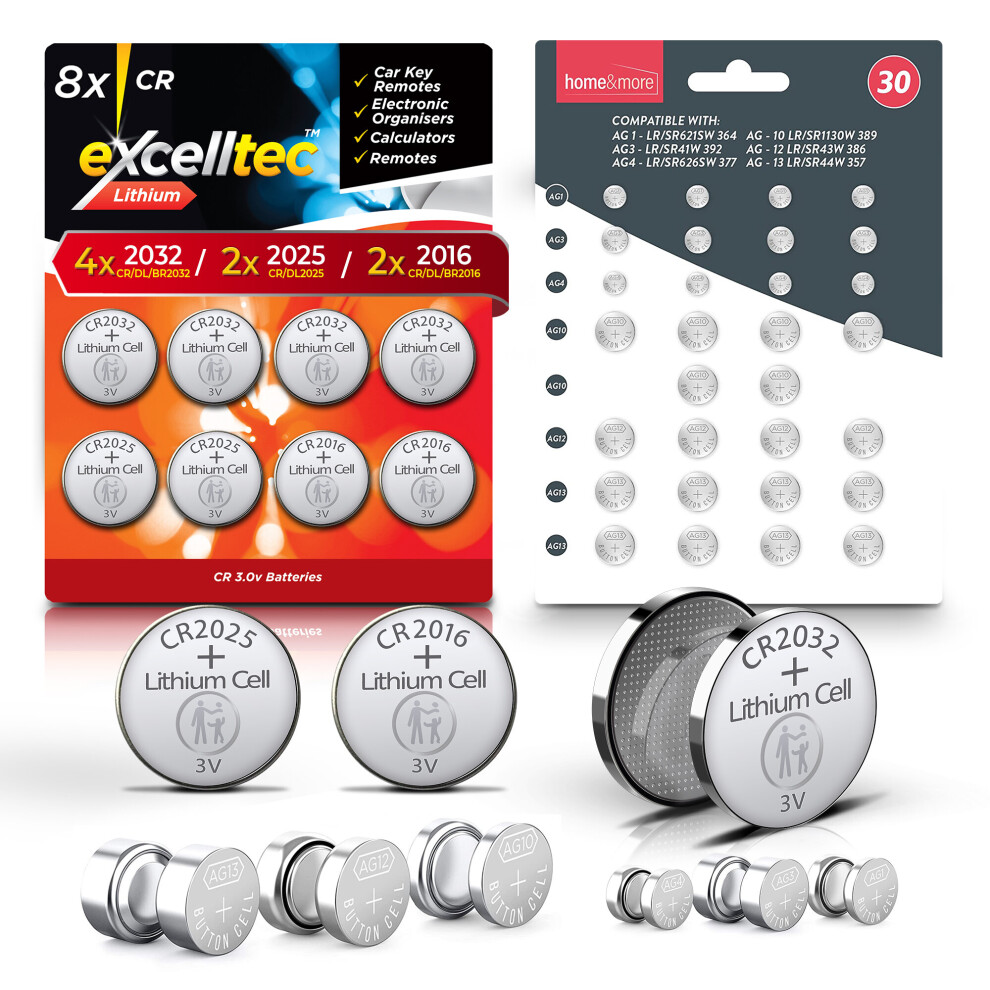 SOL Alkaline & Lithium Button Cells Batteries | Assorted pack of 38