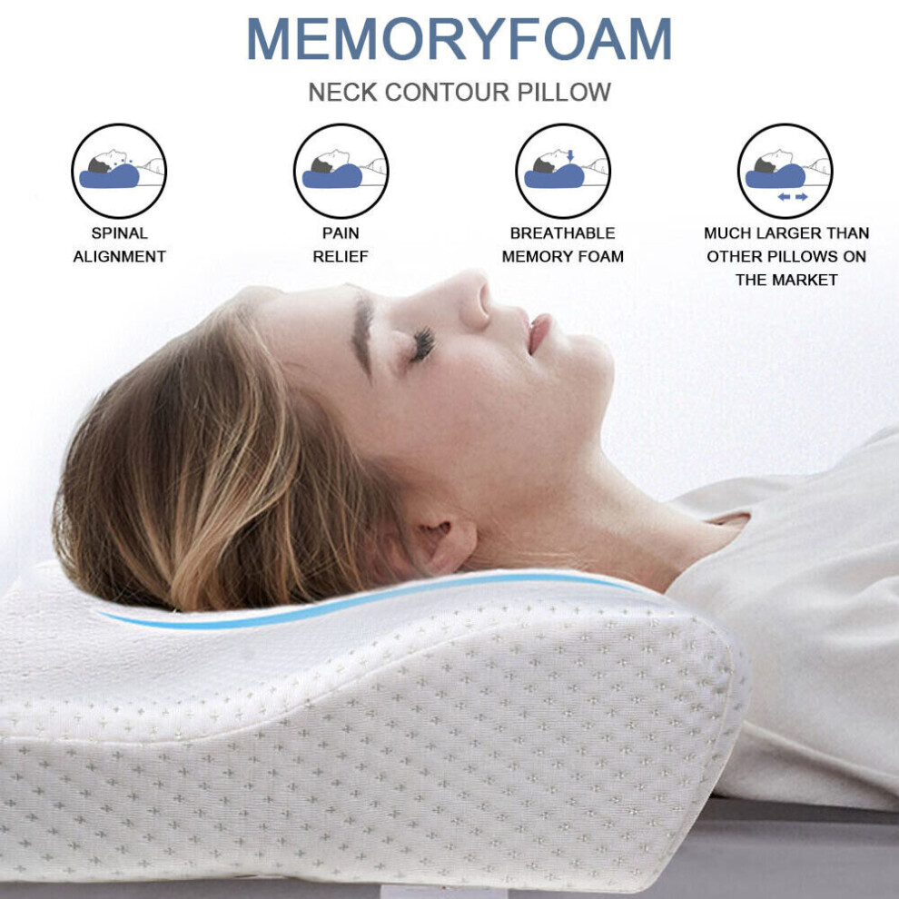Memory Foam Pillow Contour Neck Back Support Orthopaedic Firm Head White