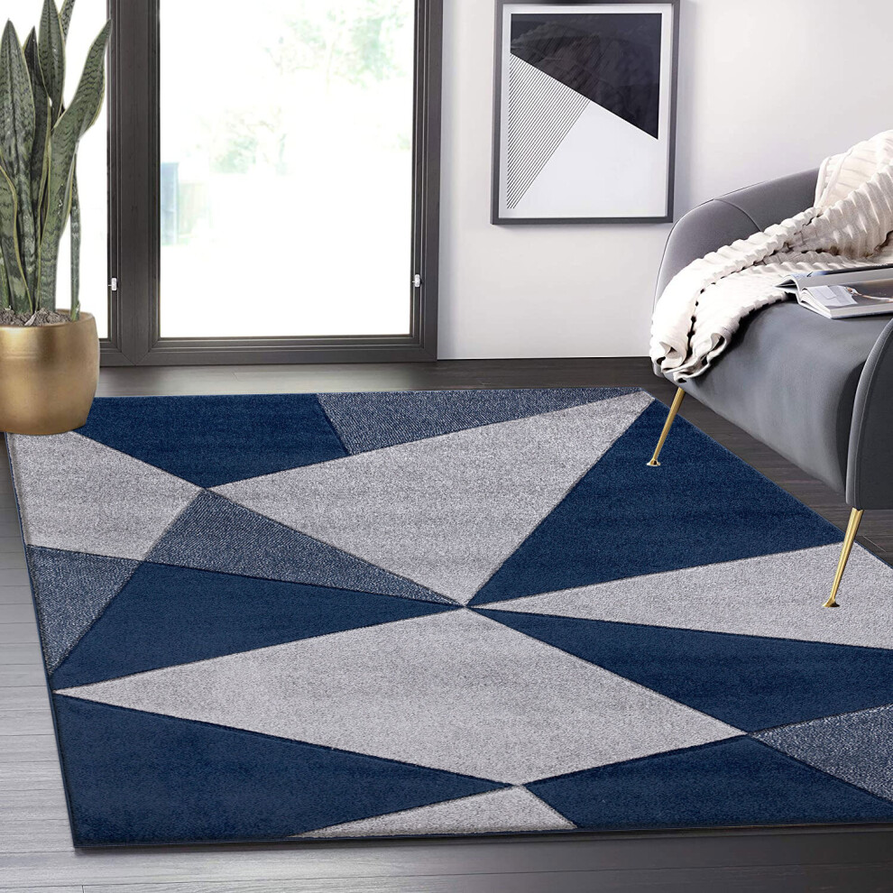 (ATHENS- NAVY, 160 X 230 CM) LIVING ROOMS RUGS LARGE ABSTRACT GEOMATRIC DESIGN HIGH QUALITY ANTI SLIP CARPETS-image-OPC-P9RWJ2Z-NEW