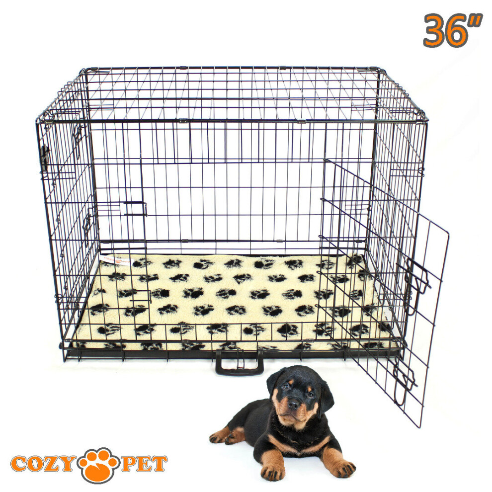 Cozy Pet Dog Cage 36 In Puppy Crate Travel Crates Inc Vet Bedding Black