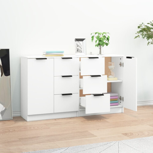 VidaXL (white, 2) vidaXL 2x Sideboards Engineered Wood Cupboard Console Cabinet Multi Colours 2