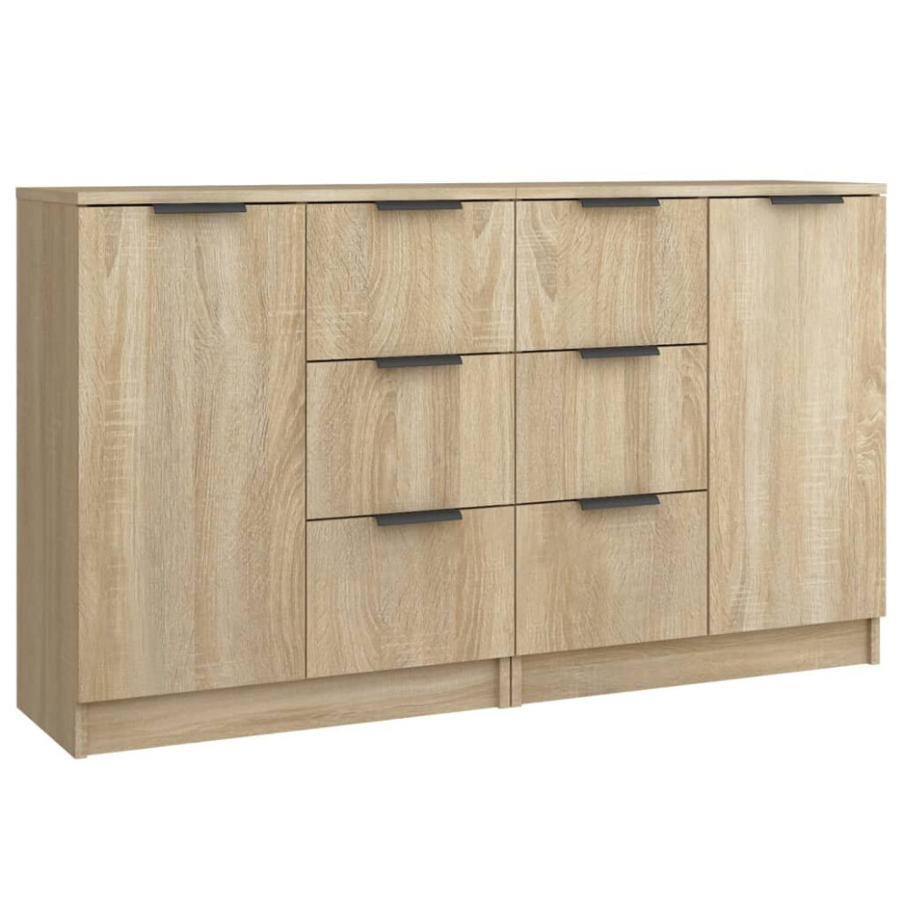 (sonoma oak, 2) vidaXL 2x Sideboards Engineered Wood Cupboard Console Cabinet Multi Colours