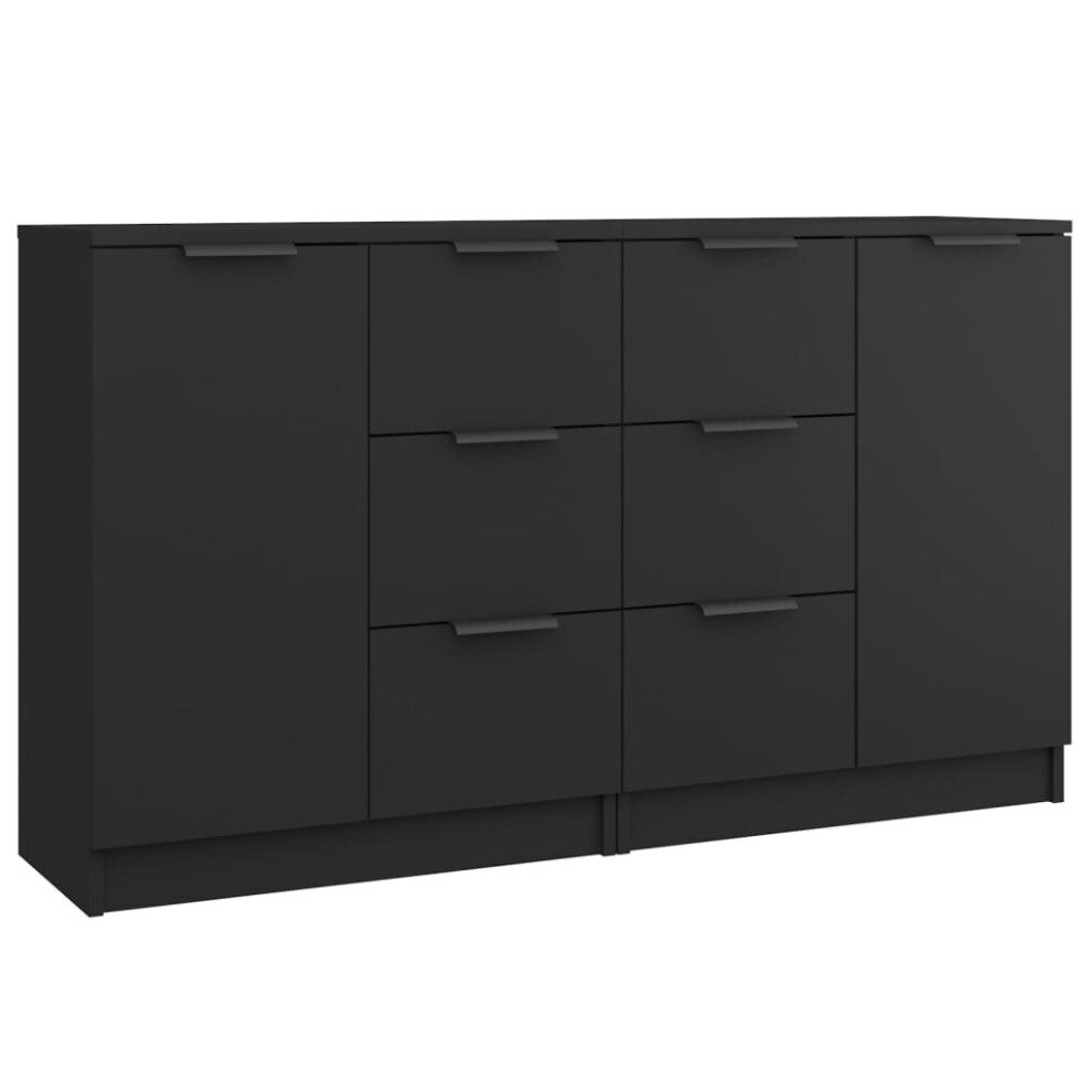 (black, 2) vidaXL 2x Sideboards Engineered Wood Cupboard Console Cabinet Multi Colours