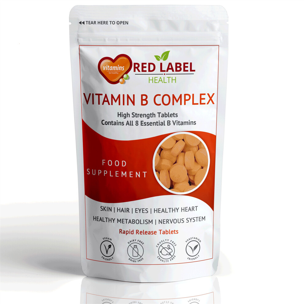 Vitamin B Complex - 60 Tablets High Strength B1 B2 B3 B5 B6 B12 Biotin & Folic