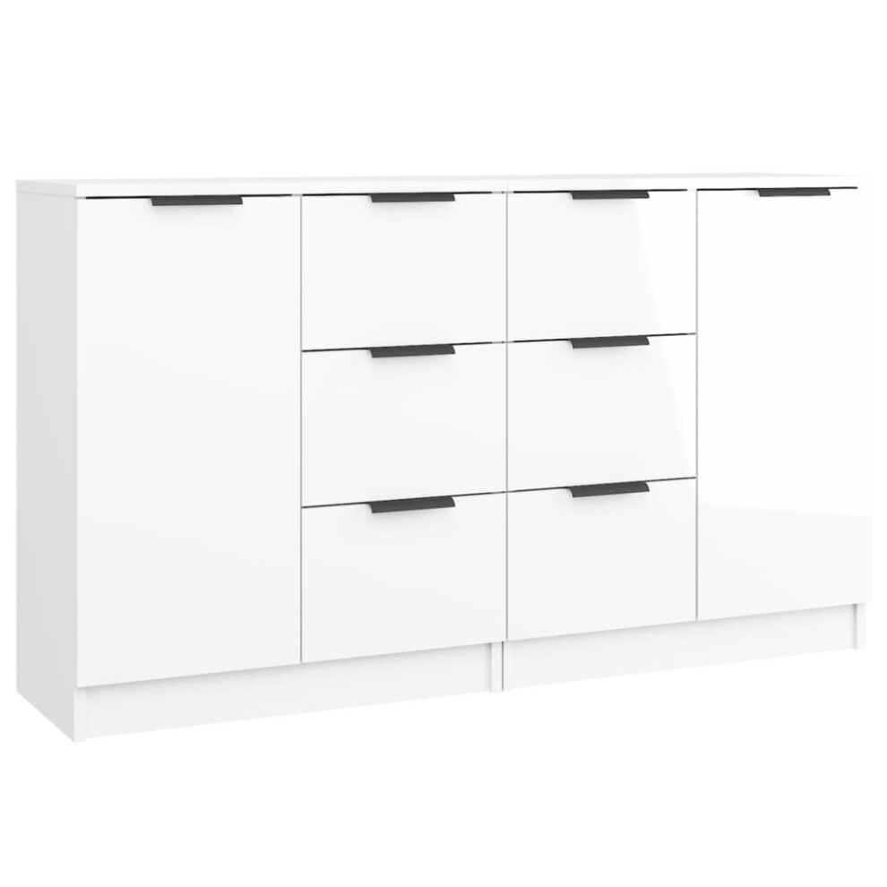 (high gloss white, 2) vidaXL 2x Sideboards Engineered Wood Cupboard Console Cabinet Multi Colours