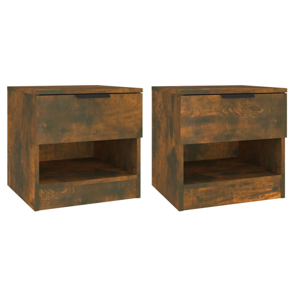 Vidaxl (Smoked Oak, 2) 1/2X Bedside Cabinet Engineered Wood Home End Side Table Multi Colours
