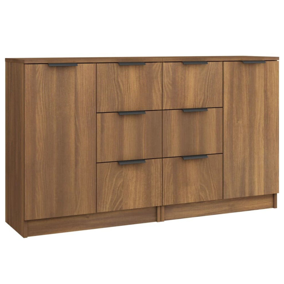 (brown oak, 2) vidaXL 2x Sideboards Engineered Wood Cupboard Console Cabinet Multi Colours