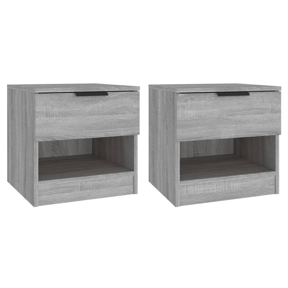 (grey sonoma, 2) vidaXL 1/2x Bedside Cabinet Engineered Wood Home End Side Table Multi Colours