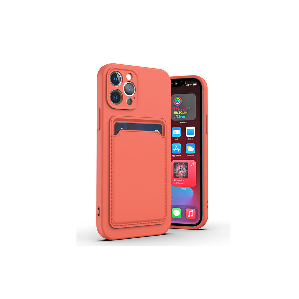 Silicone Card Holder Protection Case Compatible With Iphone 14/15 In Citrus Pink 5060986940085