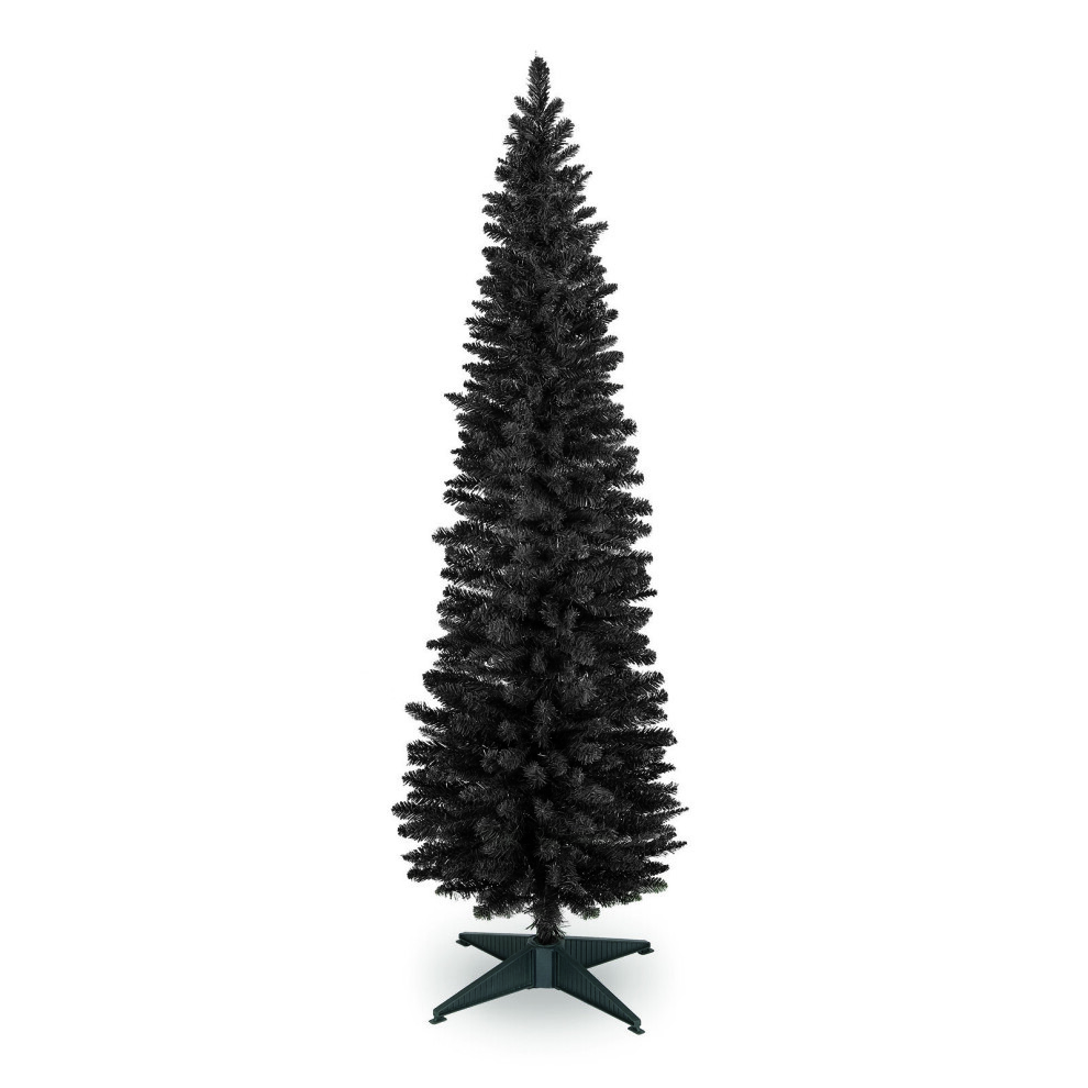 Snow Time (7Ft/210Cm) Christmas Tree Slim Pencil 4Ft 5Ft 6Ft 7Ft 8Ft Black