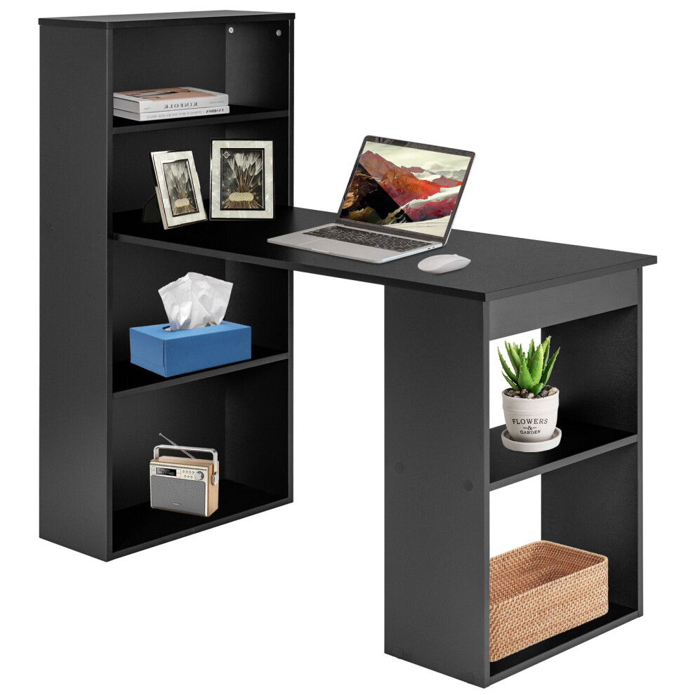 Computer Desk 48inch Compact Writing Desk w/ 6-tier Storage Shelves