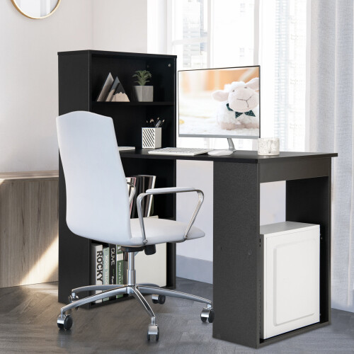 Costway Computer Desk 48inch Compact Writing Desk w/ 6-tier Storage Shelves 1