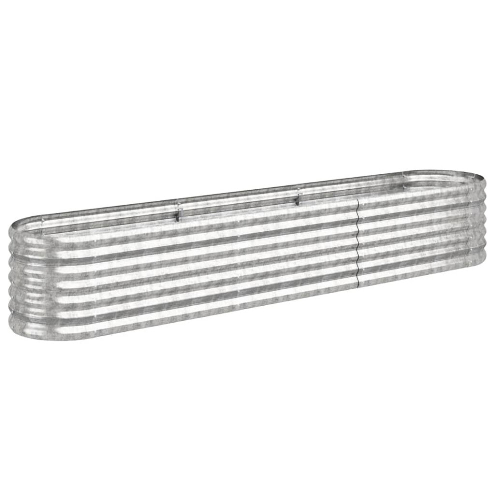 vidaXL Garden Raised Bed Galvanised Steel 224x40x36 cm Silver - Image 4